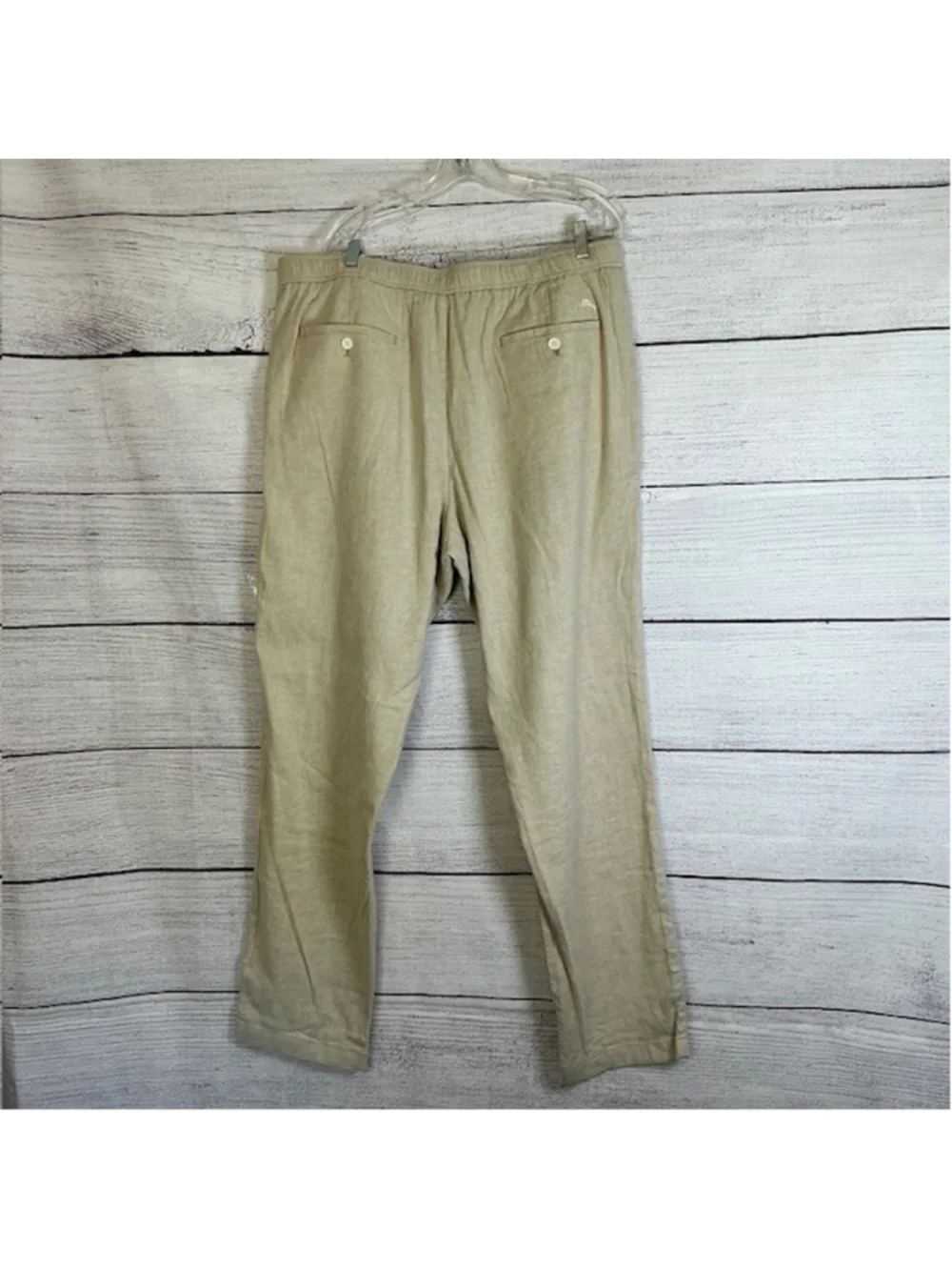 Tommy Bahama NWT Pants 2XLT Beach Coast Linen Blend Pull On Stone Khaki Men Tall